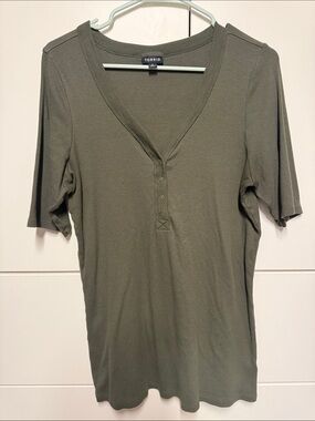 torrid Olive Green Short Sleeve V-Neck Henley